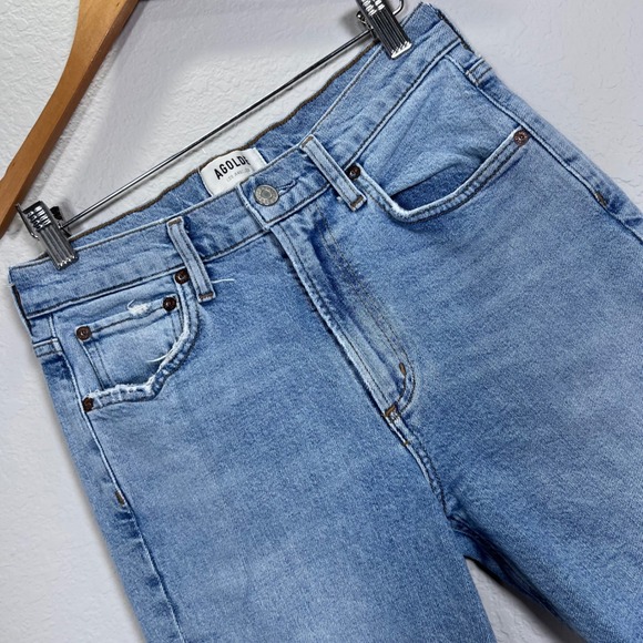 AGOLDE‎ Los Angeles Denim Jeans Size 26 Light Wash Distressed Hem - Picture 1 of 7